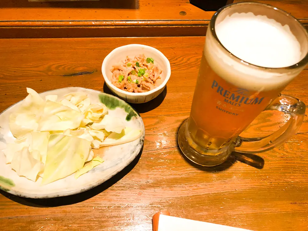 ビール、お通し