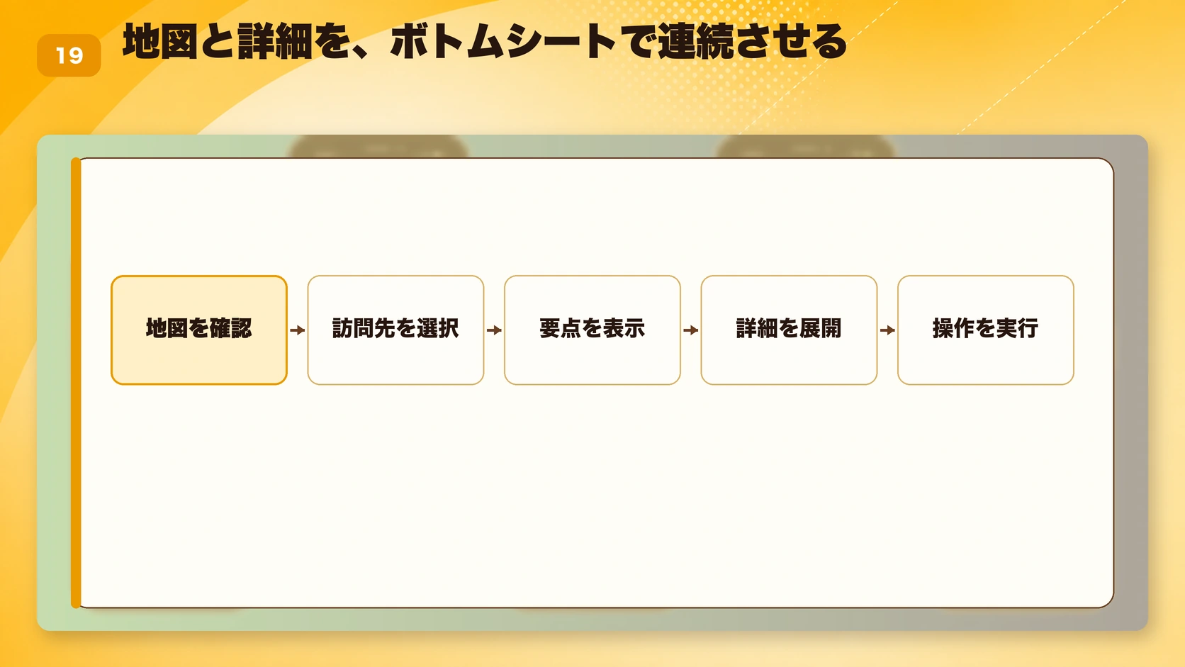 地図と詳細を、ボトムシートで連続させる